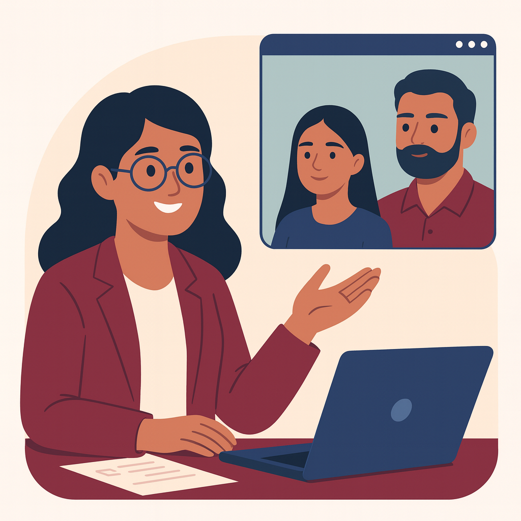 Counseling advisor with student and parent